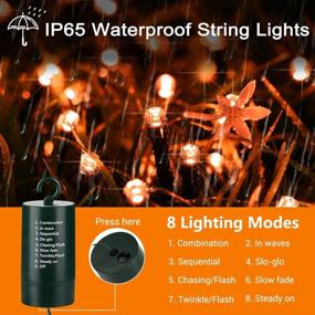 img 1 attached to Orange Christmas Lights Battery Operated 33Ft 100 LED Christmas Orange String Lights Waterproof With 8 Modes &Amp