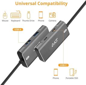 img 2 attached to 💻 AVLT 4-Port USB 3.1 Gen 2 10G Hub - USB-A and USB-C Ports - Portable Hub for MacBook, iMac, iPad, Surface, Pixel Slate, Galaxy Tab - Expand your Connectivity!