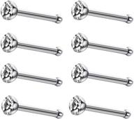 💎 40pcs stainless steel cz nose rings studs for women men - hypoallergenic 22g nose piercing jewelry by jewelrieshop logo