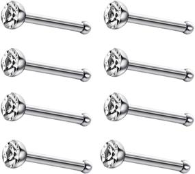 img 4 attached to 💎 40pcs Stainless Steel CZ Nose Rings Studs for Women Men - Hypoallergenic 22G Nose Piercing Jewelry by JewelrieShop