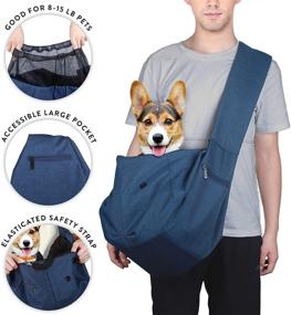 img 3 attached to 🐾 MYCHEAKS Strong Dog or Cat Sling Carrier Travel Bag: Adjustable, Padded Shoulder Strap, Zipper Pocket, Safety Buckle & Breathable Mesh - For Pets 8-15lbs