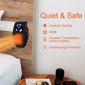 img 3 attached to 🔌 Portable Wall Outlet Space Heater with Thermostat, Timer, and LED Display - 500W Safe & Quiet Ceramic Heater Fan, Compact for Office, Dorm Room - Black