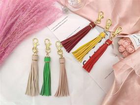 img 2 attached to 5.9'' 15pcs PU Leather Tassel With Lobster Swivel: Versatile Keychain for Handbags, Phones, Cars - GD189