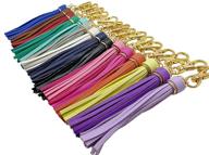 5.9'' 15pcs pu leather tassel with lobster swivel: versatile keychain for handbags, phones, cars - gd189 logo