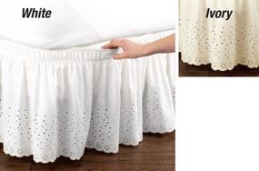 img 2 attached to Eyelet Floral Scalloped Elastic Dust Ruffle Bed Skirt for Queen/King, Wrap-Around Easy Fit Design in White - Collections Etc