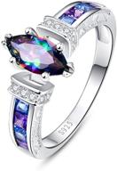 💍 925 sterling silver promise ring for her - merthus 5x10mm marquise shape simulated mystic rainbow topaz logo