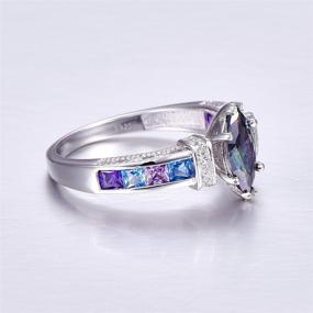 img 1 attached to 💍 925 Sterling Silver Promise Ring for Her - Merthus 5x10mm Marquise Shape Simulated Mystic Rainbow Topaz