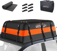 🚗 westley rooftop cargo carrier - 15 cubic feet, 10 straps - car roof bag set with 6 hooks, 1 anti-slip mat, and 1 storage bag - waterproof vehicle cargo carrier for universal cars with or without rack logo