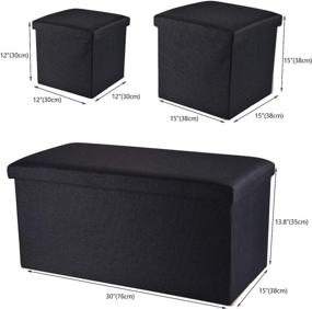 img 3 attached to Beborin 15-inch Foldable Storage Ottoman Cube 🪑 - Black Line Fabric, Blue - 350lb Capacity