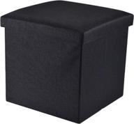 beborin 15-inch foldable storage ottoman cube 🪑 - black line fabric, blue - 350lb capacity logo