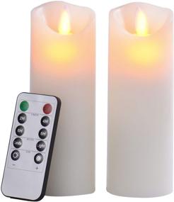 img 4 attached to 🐼 Pandaing Ivory Flameless LED Candles - Set of 2 Battery-Powered Classic Pillar Candles with Timer & 10-Key Remote Control