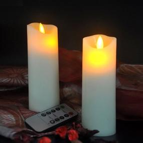img 3 attached to 🐼 Pandaing Ivory Flameless LED Candles - Set of 2 Battery-Powered Classic Pillar Candles with Timer & 10-Key Remote Control