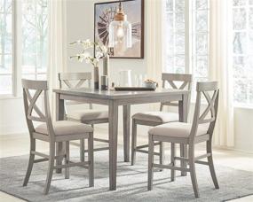 img 1 attached to 🍽 Gray Modern Square Counter Height Dining Table by Signature Design - Ashley Parellen