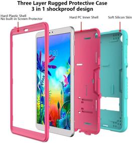 img 1 attached to JSUSOU LG G Pad 5 10.1 FHD Case for Kids - Three-Layer Full-Body Shockproof Rugged Protective Case with Kickstand Cover | Aqua/Rose - 2019 Edition