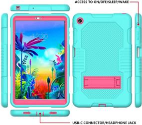 img 2 attached to JSUSOU LG G Pad 5 10.1 FHD Case for Kids - Three-Layer Full-Body Shockproof Rugged Protective Case with Kickstand Cover | Aqua/Rose - 2019 Edition