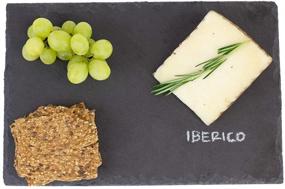 img 4 attached to 🧀 Modern Slate Cheese Platter Tray | Home Basics Black | 8" x 12" Cutting Board