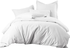 img 4 attached to Luxurious Royal Hotel Cotton-Blend Duvet Covers - Wrinkle-Free, Soft, and Breathable - 650 Thread-Count 3pc Set, King/Cal-King Size, White