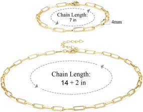 img 2 attached to Stylish & Chic: 14K Gold Plated Paperclip Link Chain Jewelry Set for Women & Girls