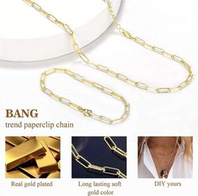 img 3 attached to Stylish & Chic: 14K Gold Plated Paperclip Link Chain Jewelry Set for Women & Girls