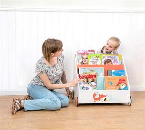img 1 attached to Labebe Kid Bookshelf Wood: Small 3-Shelf Bookcase for Bedroom - 3 Tier Bookrack on Wheels - Fox Design