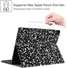 img 2 attached to 📱 Fintie iPad Pro 12.9 3rd Gen 2018 Keyboard Case [Supports Apple Pencil 2nd Gen Charging] - Slim Shell Stand Cover with Detachable Wireless Bluetooth Keyboard, Composition Book Black