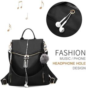 img 1 attached to 🎒 Women's Fashion Backpack with Waterproof Shoulder Strap and Headphone Holder - Handbags & Wallets in Trendy Backpacks