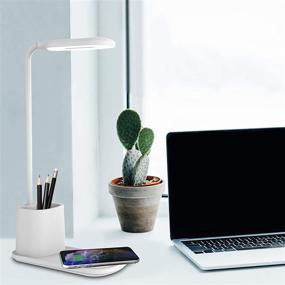 img 2 attached to 💡 Efficient & Convenient: Aduro U-Light LED Desk Lamp with Wireless Charger, Dimmable and Eye-Caring, with Organizer & 3 Brightness Levels in White