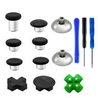 enhanced analog thumbsticks (metallic) - replacement kit for ps4, ps4 pro, ps4 slim controllers - includes 2 magnetic base buttons and 3 d-pads логотип