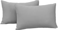 2-pack stretch pillow cases - jersey knit envelope closure grey pillowcases with super soft t-shirt like polyester blend - ideal for queen or standard size set of 2, light gray logo