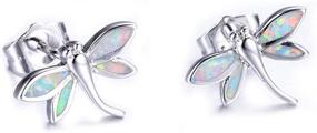 img 1 attached to 🐉 925 Sterling Silver Tiny Dragonfly Stud Earrings with Created Opal for Sensitive Ears - Small Cartilage Earring, Statement Studs Fashion Jewelry Gift for Women and Teen Girls