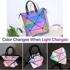 img 2 attached to 👜 Geometric Luminous Holographic Purse Lumikay Bag Color Changing Irredescent Tote - Purses and Handbags