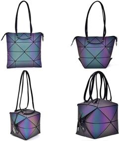 img 3 attached to 👜 Geometric Luminous Holographic Purse Lumikay Bag Color Changing Irredescent Tote - Purses and Handbags