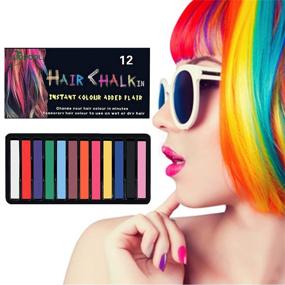 img 4 attached to 🎨 Hair Chalk for Girls - Temporary Hair Dye Chalk for Kids - Bright Hair Toy Gift for Age 4-10 on Crazy Hair Day, Children's Day, Birthday Party, Halloween (12 Colors)