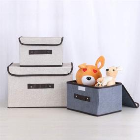 img 1 attached to 📦 Cyrus Beige Foldable Storage Bins - 2PCS - Ideal for Clothes, Toys, Books, DVD