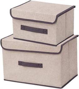 img 4 attached to 📦 Cyrus Beige Foldable Storage Bins - 2PCS - Ideal for Clothes, Toys, Books, DVD