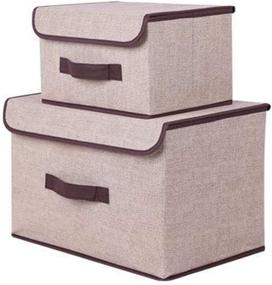 img 3 attached to 📦 Cyrus Beige Foldable Storage Bins - 2PCS - Ideal for Clothes, Toys, Books, DVD