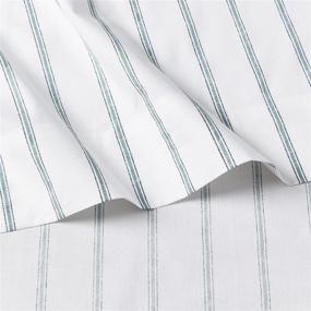 img 2 attached to Percale Collection Stone Cottage Sheet Set - 100% Cotton, Crisp & Cool, Lightweight & Moisture-Wicking Bedding - Queen Size with Trenton Stripe Green Design