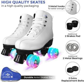 img 3 attached to 🛼 AviorX Premium Bundle Roller Skates - Adult Women and Men/Kids High Top Shoes for Indoor & Outdoor - Retro Skates with Light-Up Option - Includes Extras: Replacement Bolts, Bearings, Brakes & Carry Bag