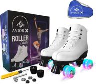 🛼 aviorx premium bundle roller skates - adult women and men/kids high top shoes for indoor & outdoor - retro skates with light-up option - includes extras: replacement bolts, bearings, brakes & carry bag logo