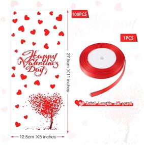 img 3 attached to ❤️ Valentine Cellophane Bags Red Heart Tree Treat Bags: Perfect Candy & Cookie Bag with Red Ribbon for Valentine's Day Themed Party Supplies (Pack of 100)