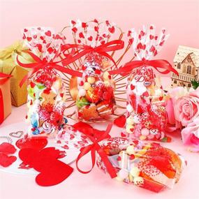 img 2 attached to ❤️ Valentine Cellophane Bags Red Heart Tree Treat Bags: Perfect Candy & Cookie Bag with Red Ribbon for Valentine's Day Themed Party Supplies (Pack of 100)