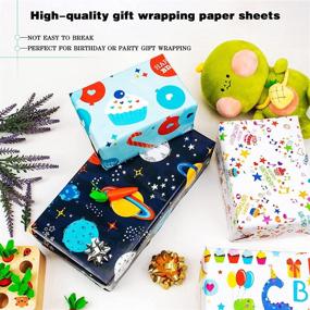 img 3 attached to 🎁 Colorful ZHULUOJI Birthday Wrapping Paper for Kids - 12 Sheets of Cartoon Gift Wrap for Birthday and Baby Shower - 19.7x27.6 inch