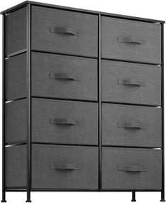 img 4 attached to Versatile 8 Drawer Dresser Organizer: Fabric Storage Chest for Bedroom, Hallway, Entryway, Closets, Nurseries, with Sturdy Steel Frame, Wood Top, and Easy Pull Handle Textured Print Drawers