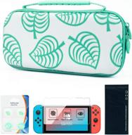 🎮 stylish travel carrying case for nintendo switch console: protective hard shell storage bag with game card slots – perfect for leaf crossing ns, girls, and boys! logo