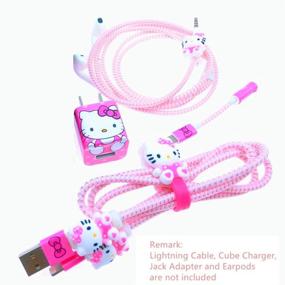 img 4 attached to 🐱 Розовый защитник кабеля Hello Kitty Tospania и организатор проводов: Дружелюбный к домашним питомцам защитник проводов для iPhone, iPad, iPod, iWatch.