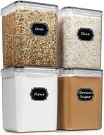 🍱 airtight tall food storage containers set of 4 (5.2l /175oz) – large cereal container for flour, sugar, baking supplies – kitchen & pantry storage container with lids by blingco logo