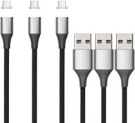 💡 netdot gen10 usb-c type-c magnetic cable: fast charging, data transfer, nylon braided - 5ft/3 pack, silver logo