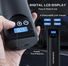 img 3 attached to 🔋 Lemonaire Portable Air Compressor Tire Inflator - Mini Electric Air Pump for Car Tires - Cordless 2000mAh Tire Pump with 150PSI Digital Pressure Gauge - LED Light for Car, Bicycle, and Other Inflatables