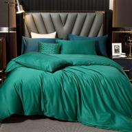 🌿 moomee queen duvet cover set in forest green - 100% egyptian cotton luxury bedding linen, 800 thread count, sateen finish - super soft, comfy, and breathable logo