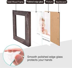 img 2 attached to 🖼️ Egofine 5x7 Wood Picture Frame Set: Distressed Rustic Brown Photo Frames with Polished Glass – Set of 3